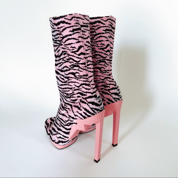 KENZO x H&M Tiger-striped Knit Ankle Boots - Picture 8 of 16